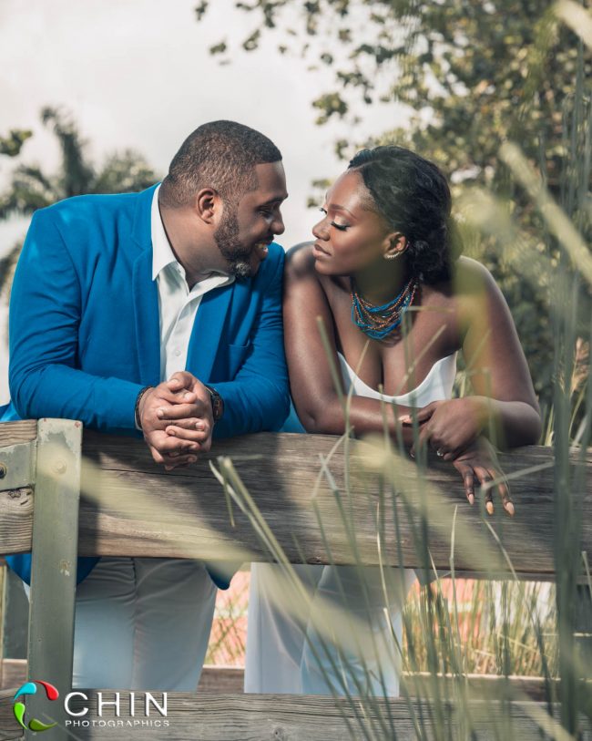 Romantic couple on bridge