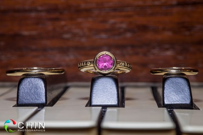 Jamaica wedding rings on piano details