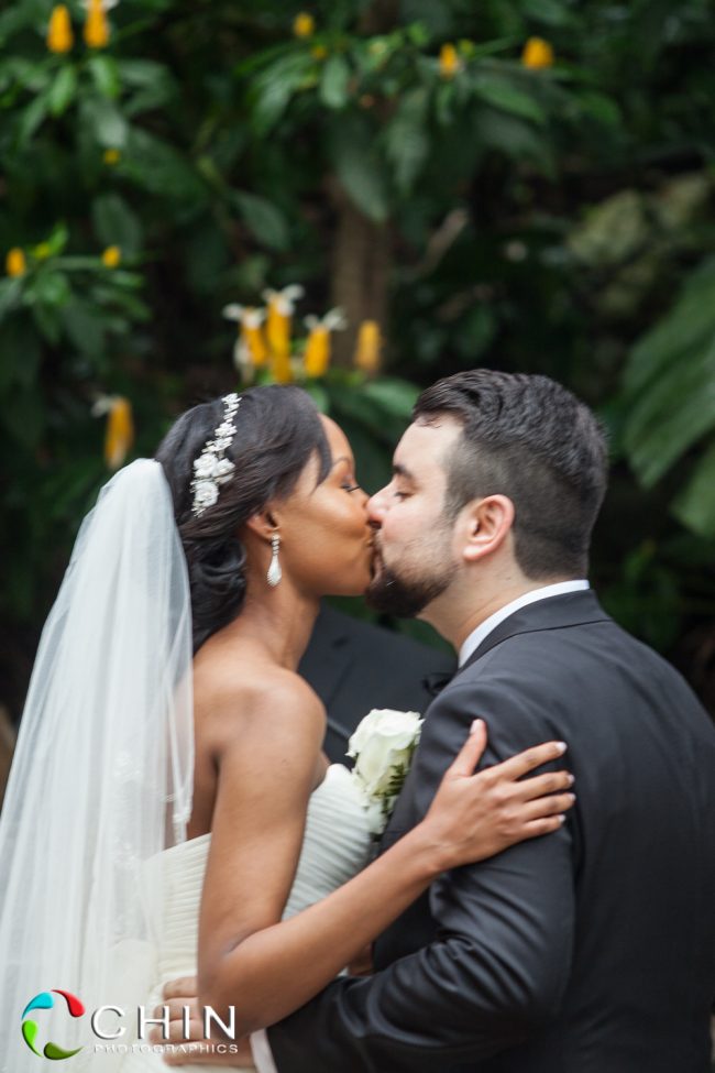 The kiss- boone hall wedding