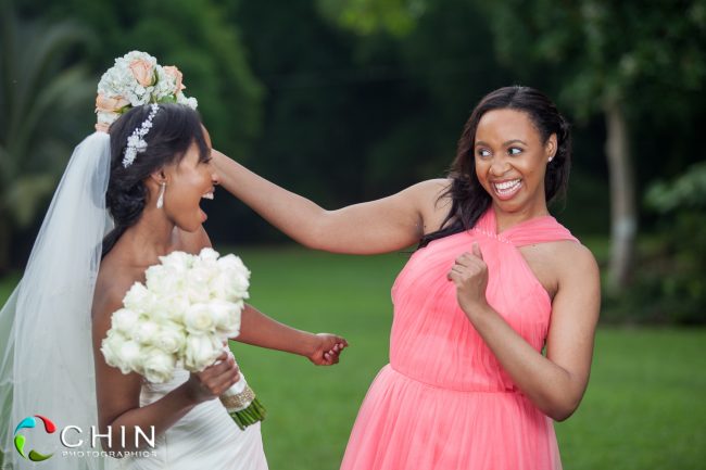 Happy Bride and Maid of Honour - Jamaican Wedding